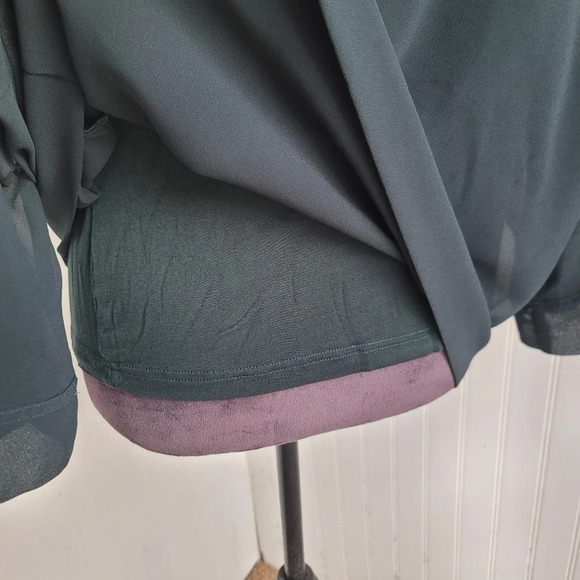 Zara Woman Forest Green Sleeveless w/Sheer Overlayer Top Women Stretch Size M - Picture 6 of 10